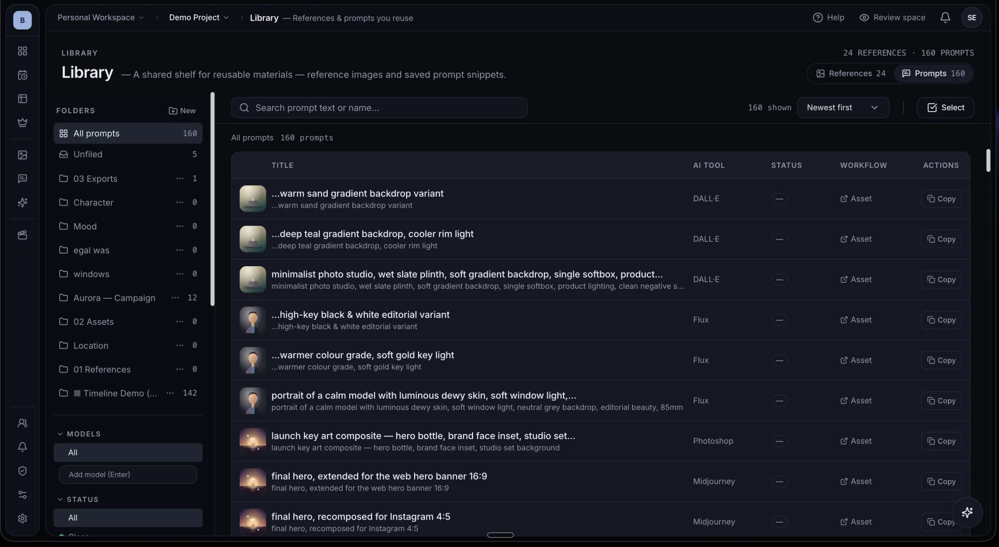 BTW library — saved prompts